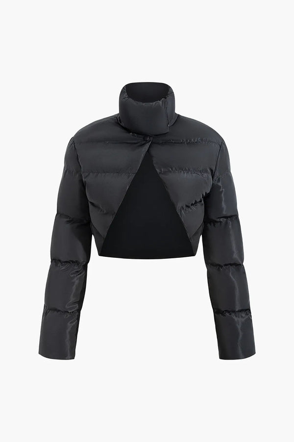 Addey Black Stand Collar Cut Out Puffer Jacket