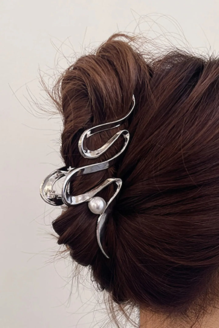 Aimee Silver Pearl Decor Hair Claw