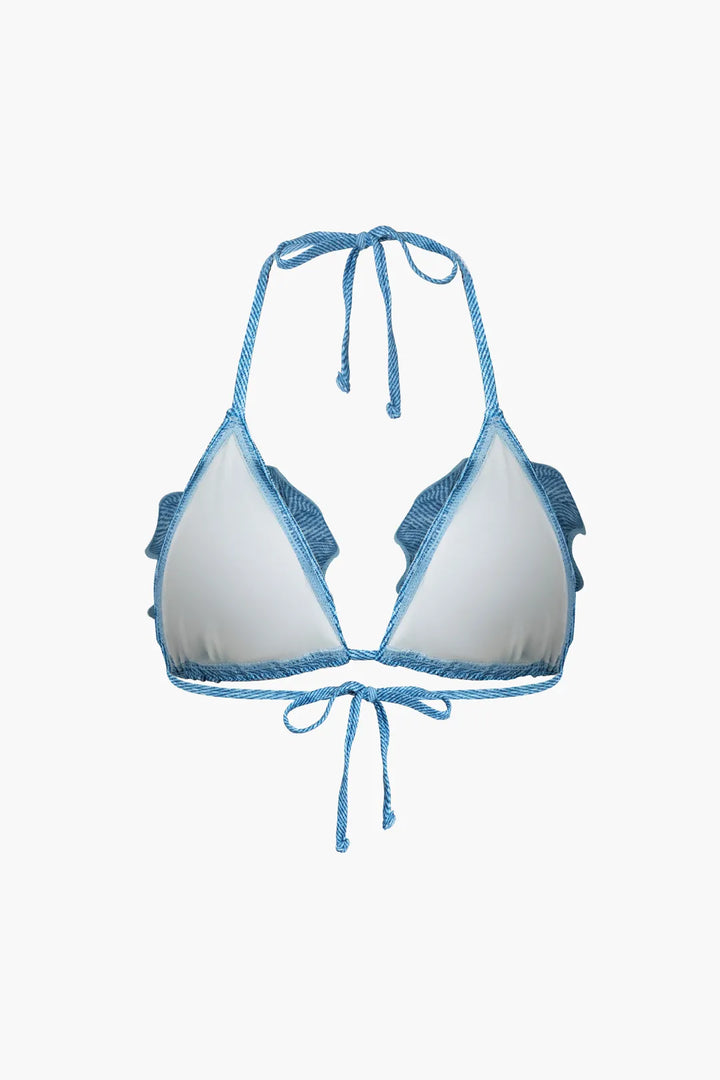 Akiyu Blue 3D Flower Denim Bikini Set