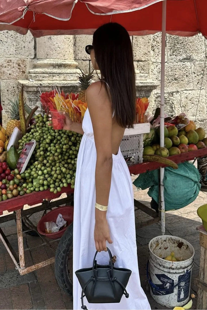  All We Love White Open Back Maxi Dress