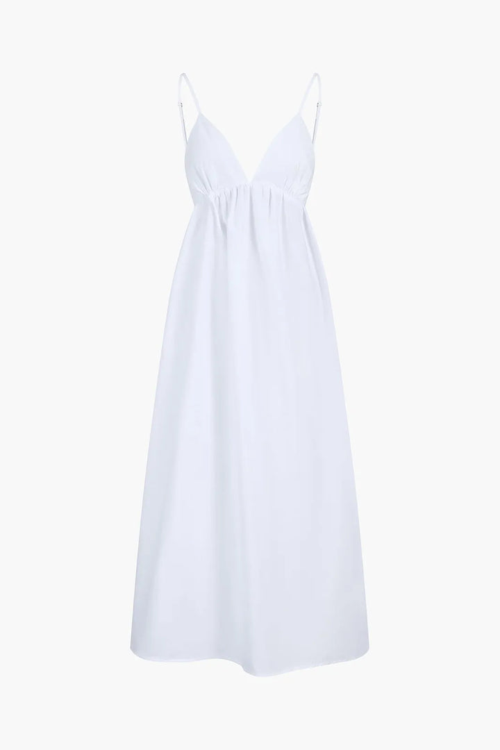  All We Love White Open Back Maxi Dress