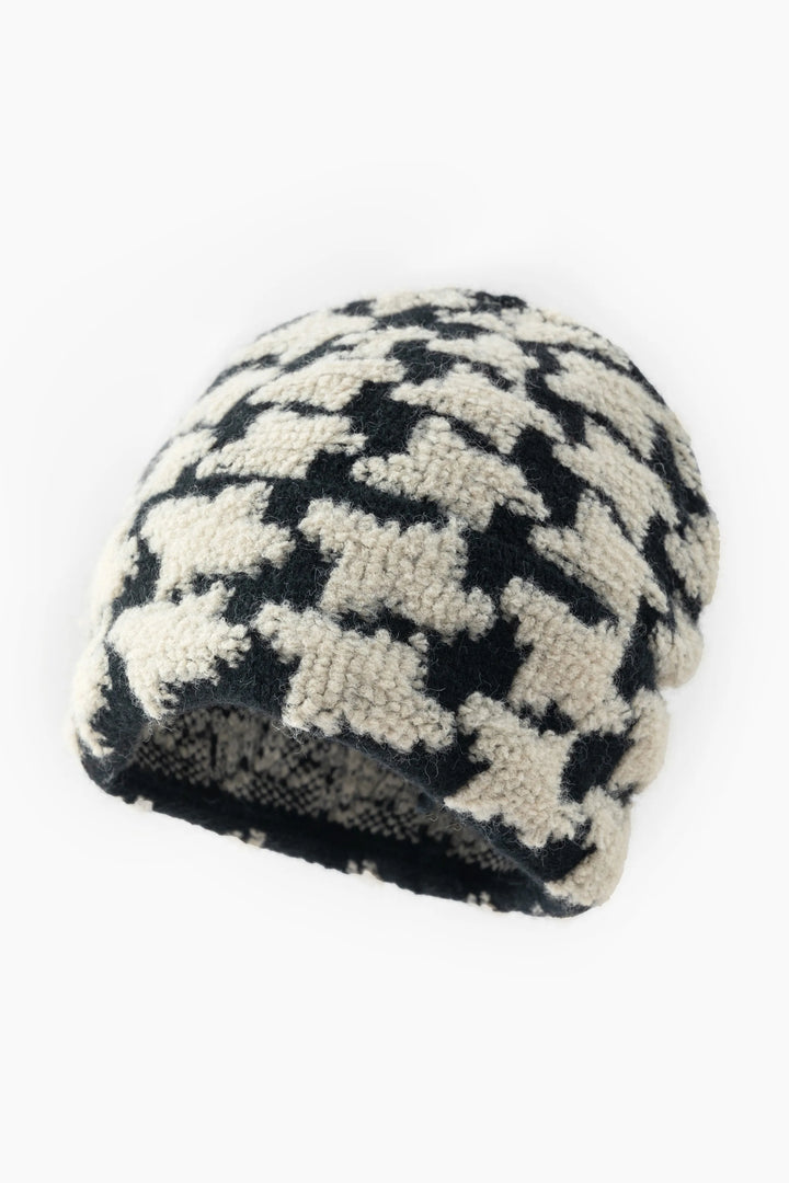 Bazer Houndstooth Pattern Knitted Warm Beanie