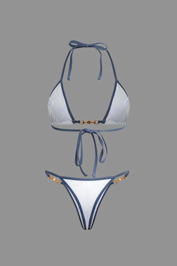 Briny Pearl Detail Halter Bikini