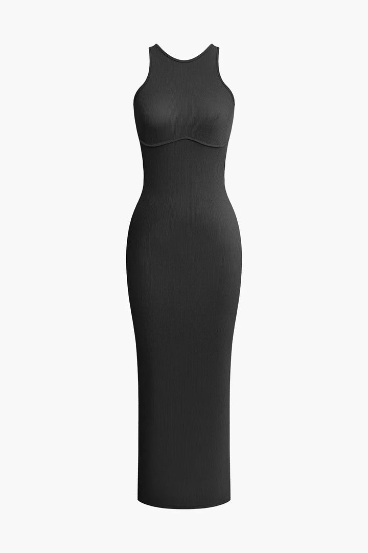 Callie Cross Backless Slit Midi Dress