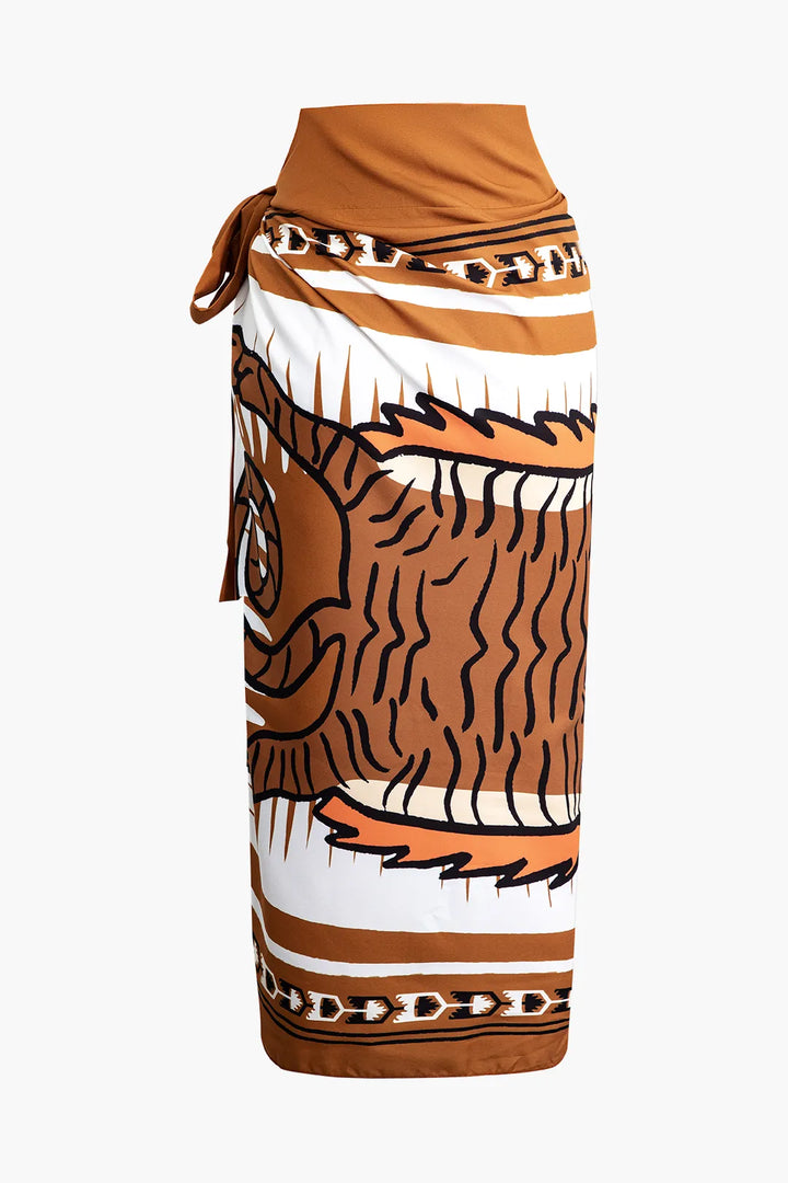 Christina Abstract Print Knot Maxi Skirt