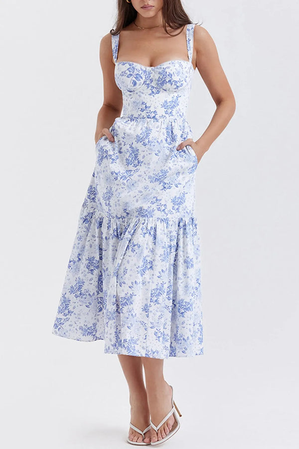 Dala Floral Pockets Zippered Maxi Dress