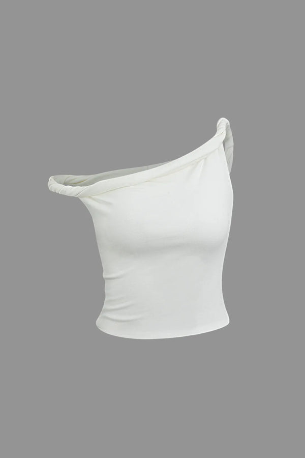 Doris Solid Asymmetrical Twist Sleeveless Top