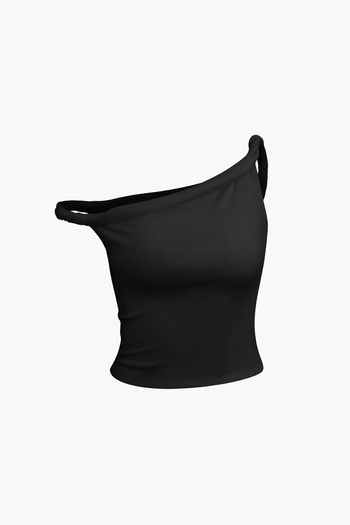 Doris Solid Asymmetrical Twist Sleeveless Top