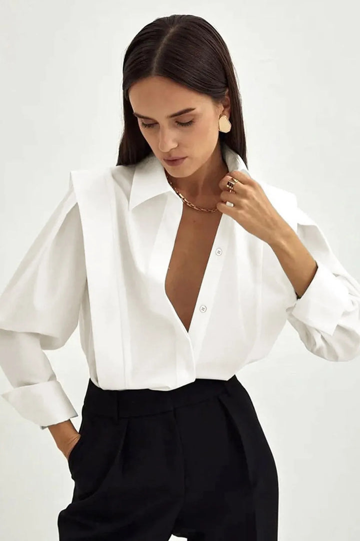 Erily Solid White Button Down Shirt