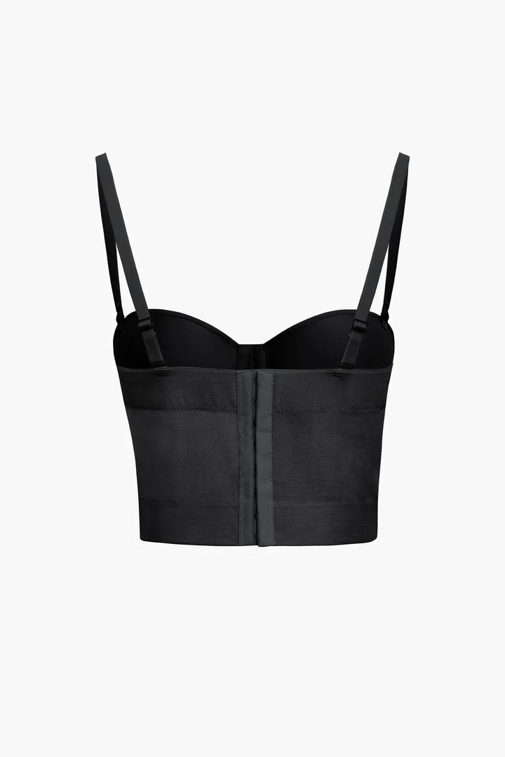 Furly Black Mesh Underwire Bustier Top