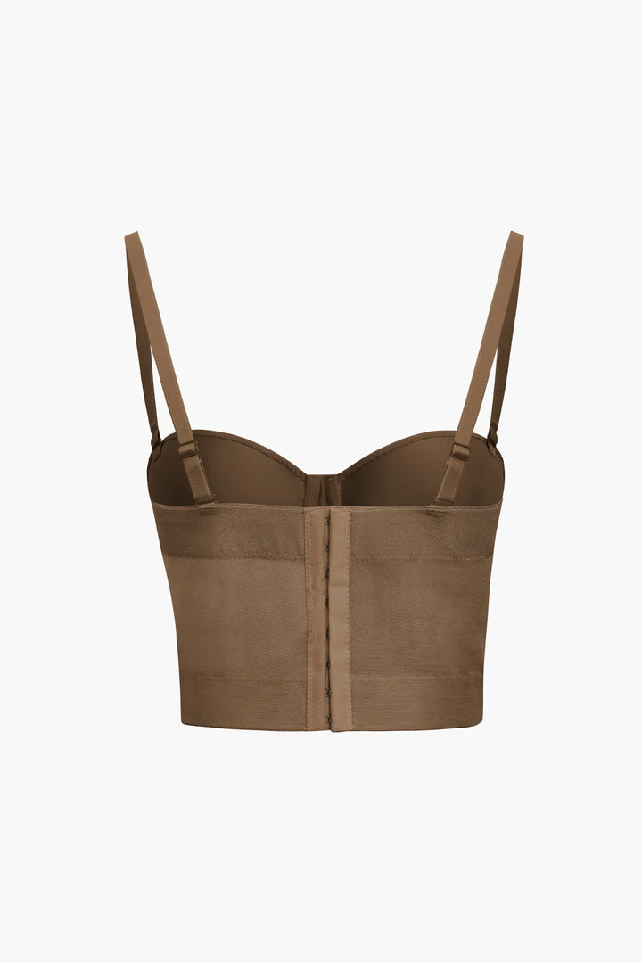 Furly Brown Mesh Underwire Bustier Top