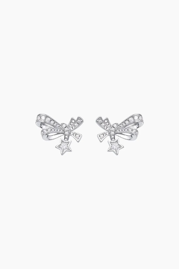 Iva Silver Bowknot & Star Decor Earrings
