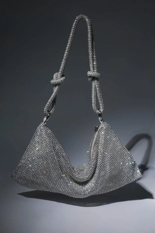 Kisiy Silver Rhinestone Shoulder Bag