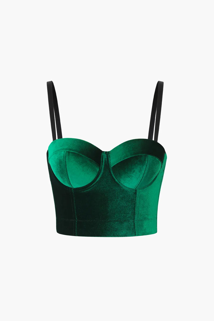 Lizzy Green Velvet Bustier Top