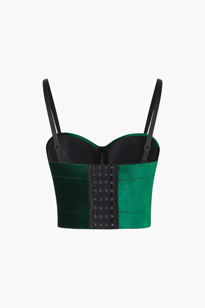 Lizzy Green Velvet Bustier Top