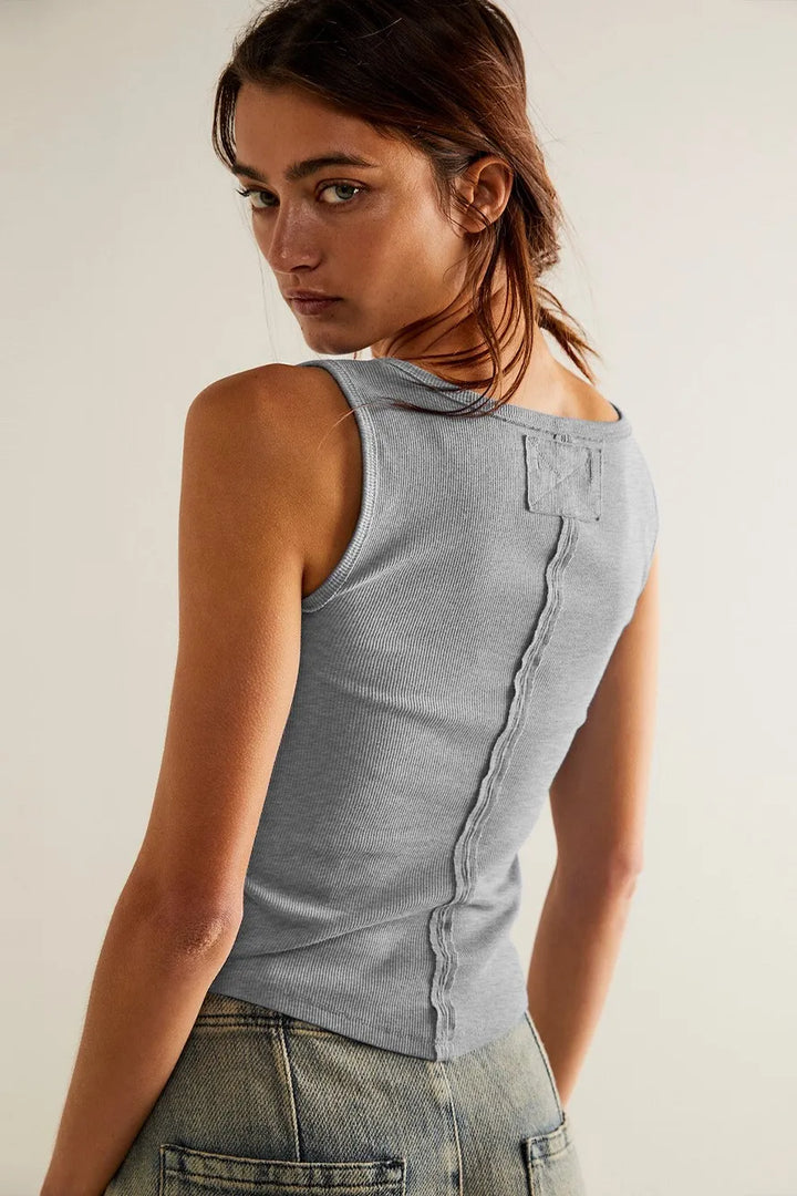 Lucia Solid Square Neck Tank Top