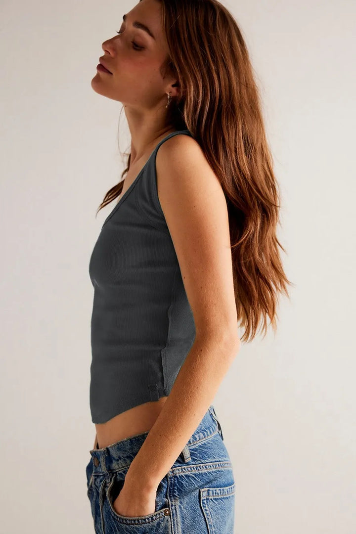 Lucia Solid Square Neck Tank Top