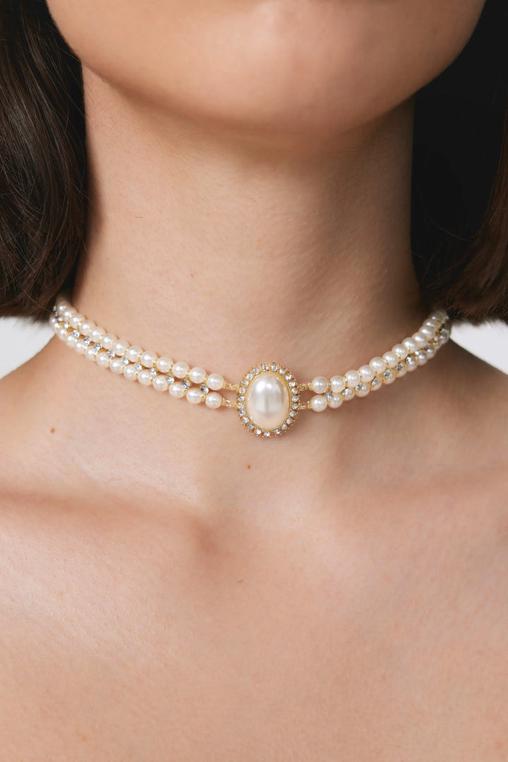 Marley Faux Pearl Layered Choker Necklace