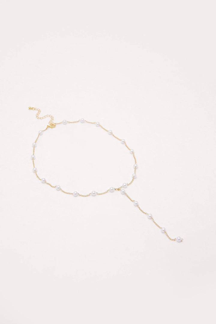 Matalin Pearl Y Chain Necklace