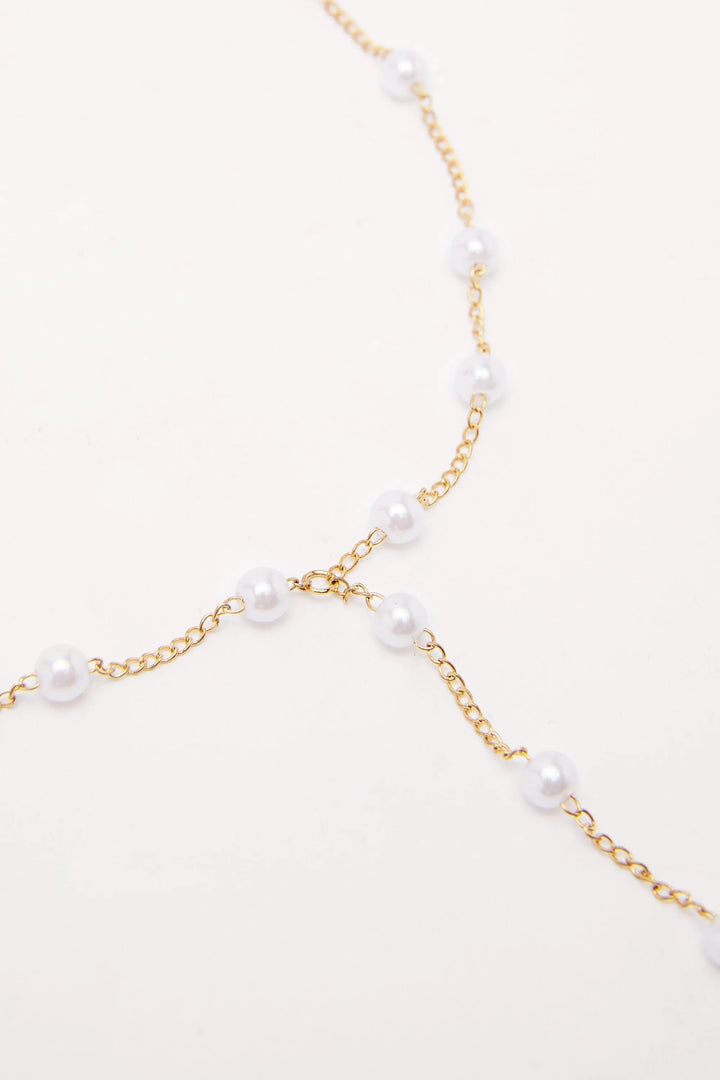 Matalin Pearl Y Chain Necklace