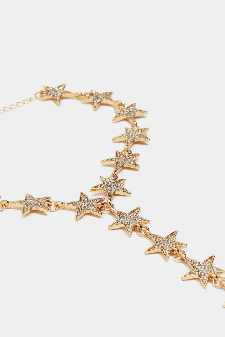 Melisa Gold Stars Drop Choker Necklace