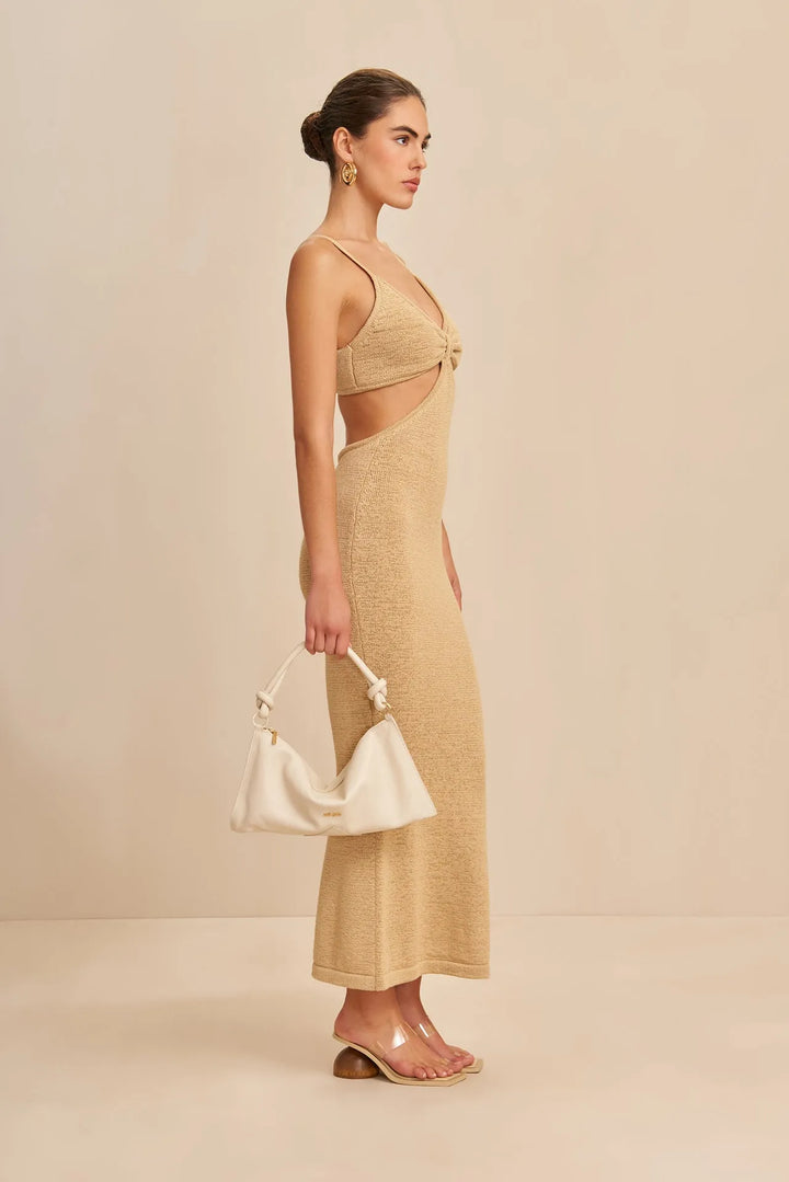 Melka Solid Khaki Cute Out Maxi Dress