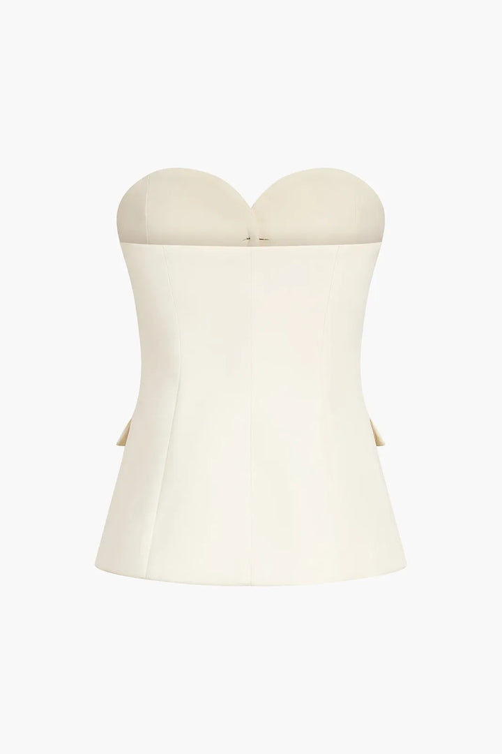 Orla Beige Sweatheart Button Up Tube Top