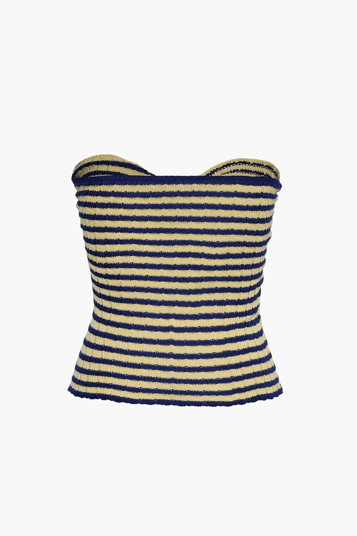 Pasha Blue Twisted Front Knitted Top