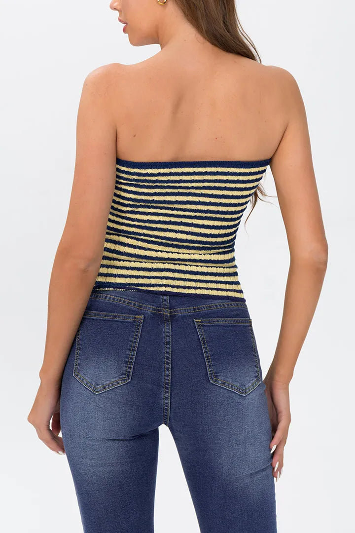 Pasha Blue Twisted Front Knitted Top