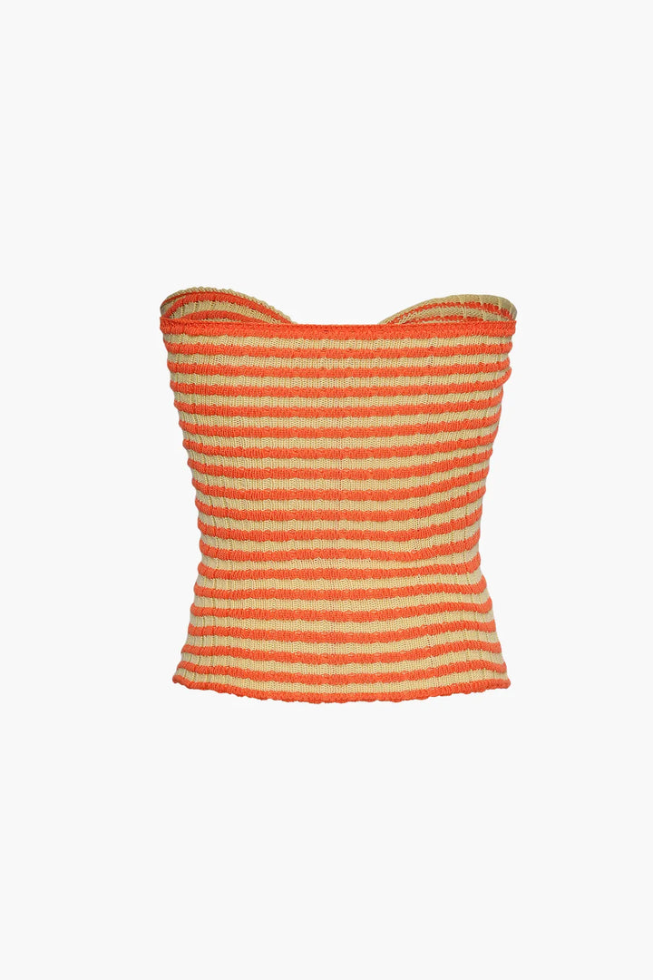 Pasha Orange Twisted Front Knitted Top