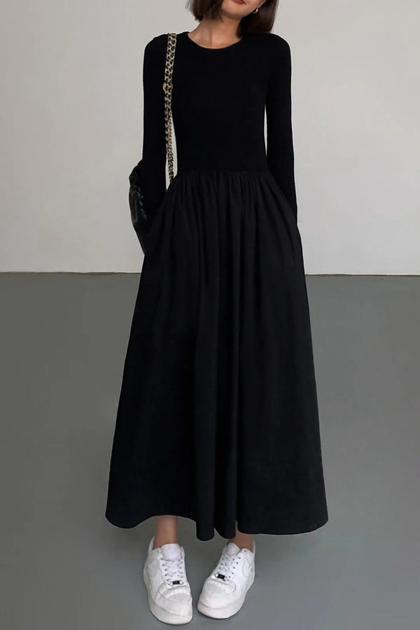 Pola Black Long Sleeve Maxi Dress