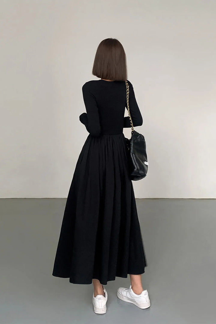 Pola Black Long Sleeve Maxi Dress