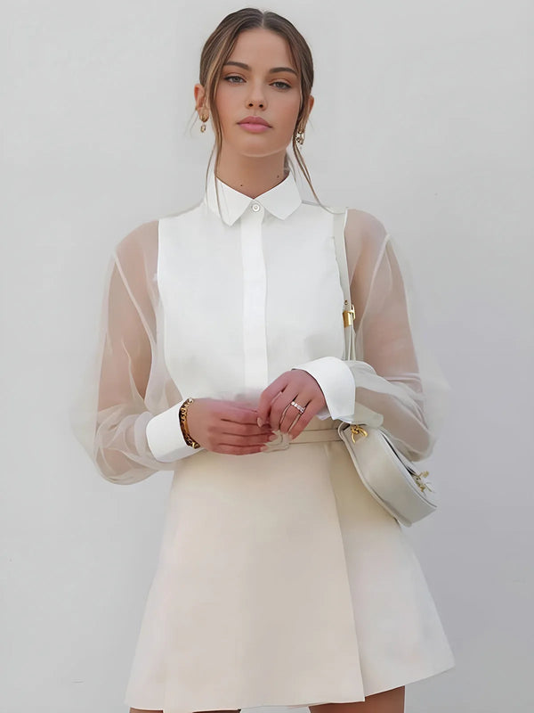 Sahara White Puff Sleeve Organza Shirt