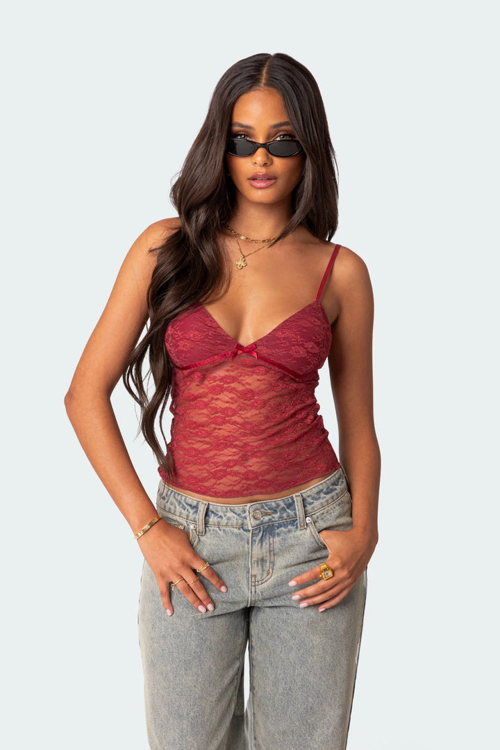 Sila Sheer Lace Tank Top