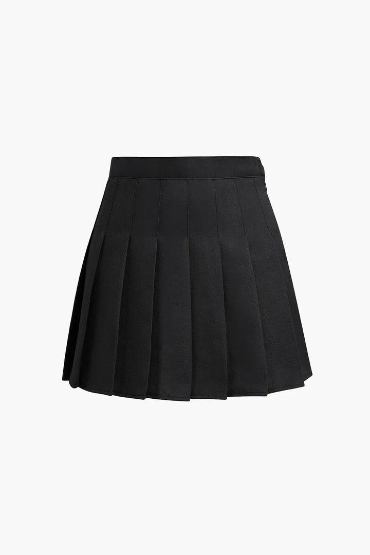 Talma Black Pleated Mini Skirt