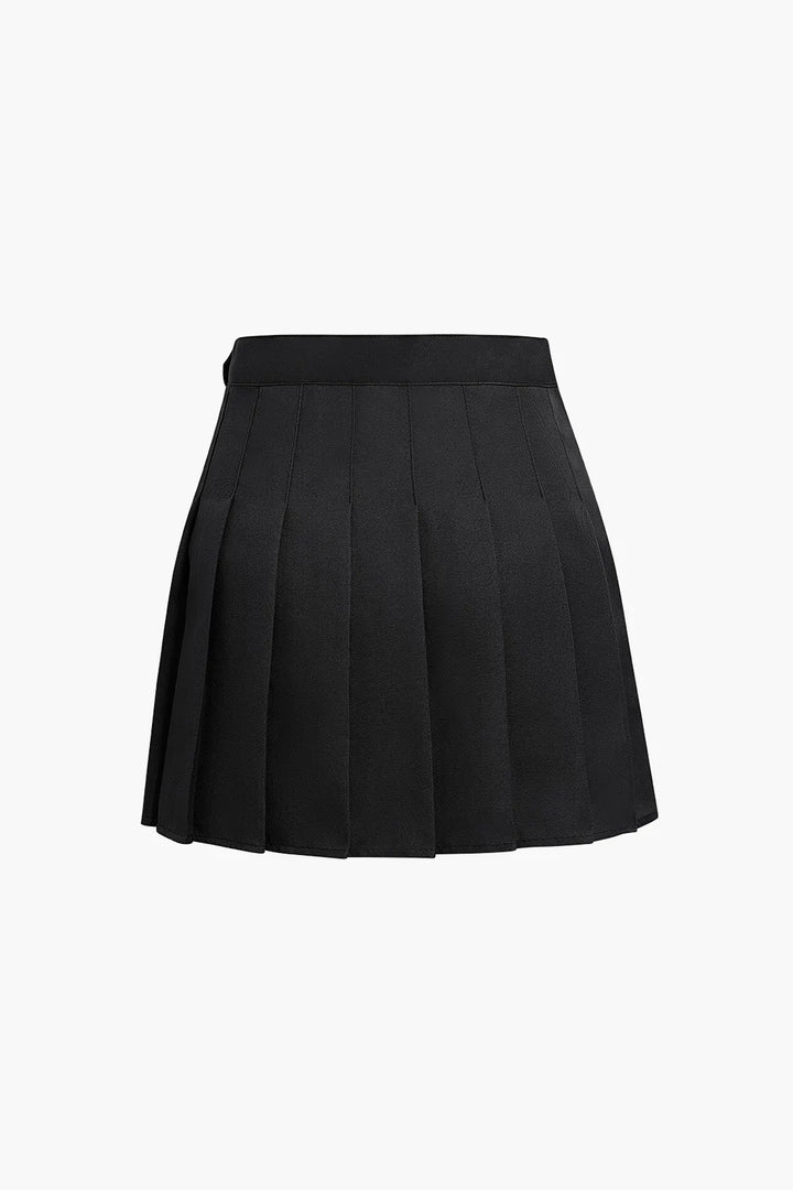 Talma Black Pleated Mini Skirt