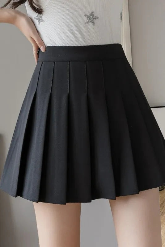 Talma Black Pleated Mini Skirt