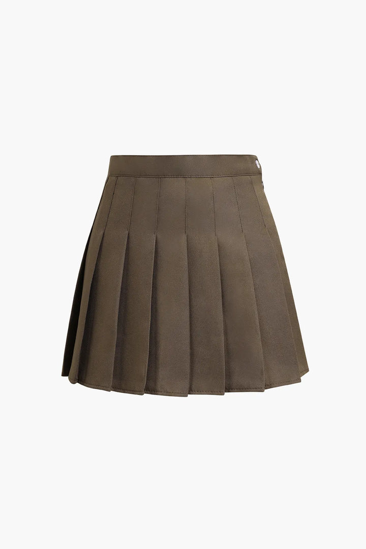 Talma Brown Pleated Mini Skirt