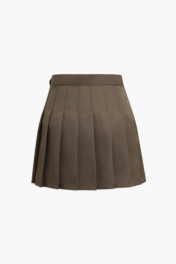 Talma Brown Pleated Mini Skirt