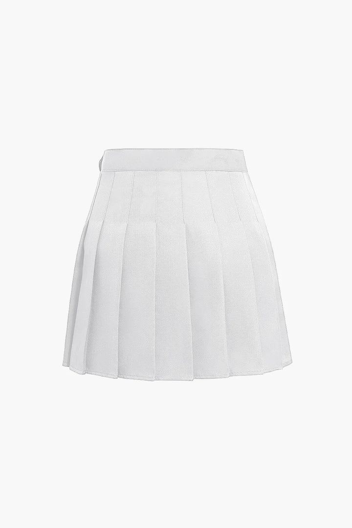 Talma White Pleated Mini Skirt