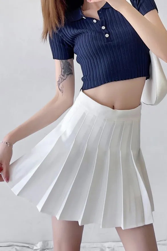 Talma White Pleated Mini Skirt