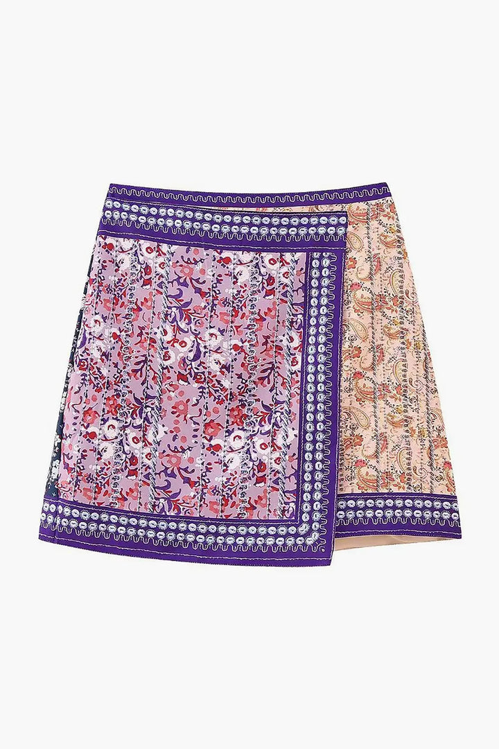 Verues Embroidered Asymmetric Floral Mini Skirt