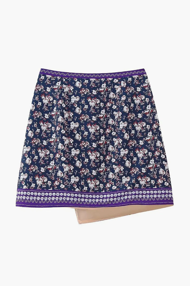 Verues Embroidered Asymmetric Floral Mini Skirt