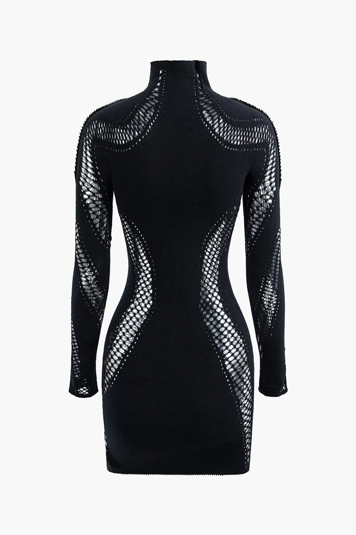 Weren Black Cut Out Long Sleeve Mini Dress